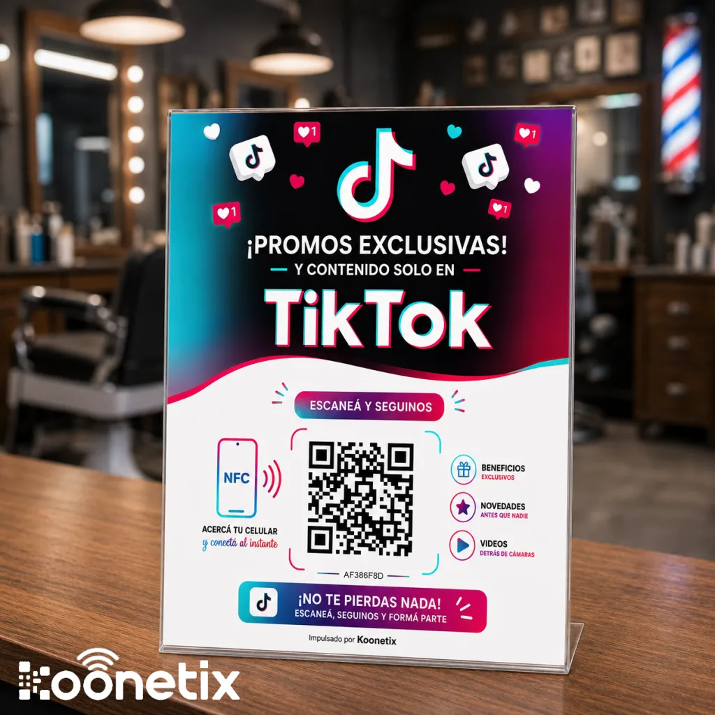 Cartel QR + NFC TikTok Consigue Más Seguidores